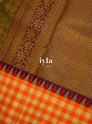 The Hibiscus Bloom Kanjeevaram in Coffee Brown