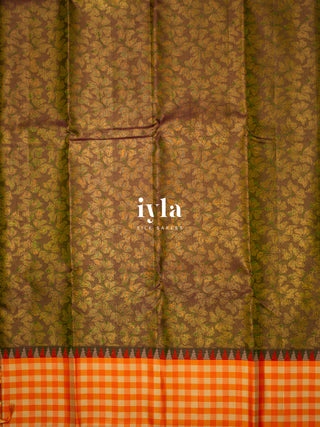 The Hibiscus Bloom Kanjeevaram in Coffee Brown