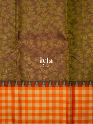 The Hibiscus Bloom Kanjeevaram in Coffee Brown
