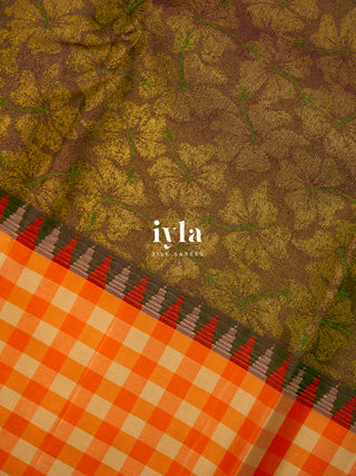 The Hibiscus Bloom Kanjeevaram in Coffee Brown
