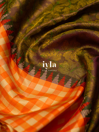 The Hibiscus Bloom Kanjeevaram in Coffee Brown