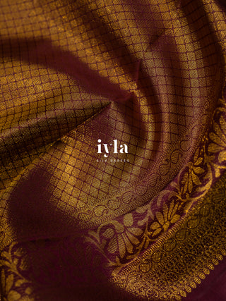 The Hibiscus Bloom Kanjeevaram in Coffee Brown