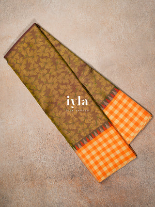 The Hibiscus Bloom Kanjeevaram in Coffee Brown