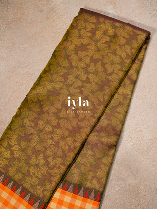 The Hibiscus Bloom Kanjeevaram in Coffee Brown