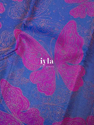 The Butterfly Weave Kanjeevaram in Purple Blue