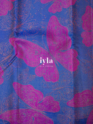 The Butterfly Weave Kanjeevaram in Purple Blue