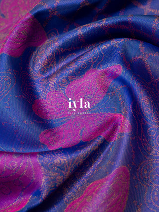 The Butterfly Weave Kanjeevaram in Purple Blue