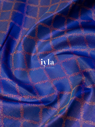 The Butterfly Weave Kanjeevaram in Purple Blue