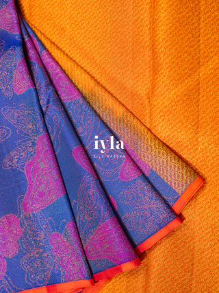 The Butterfly Weave Kanjeevaram in Purple Blue