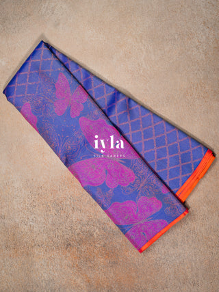 The Butterfly Weave Kanjeevaram in Purple Blue