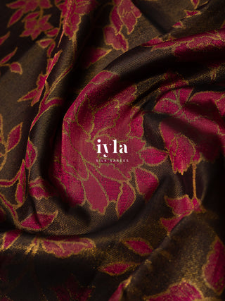The Carnation Bloom Kanjeevaram in Cocoa Brown