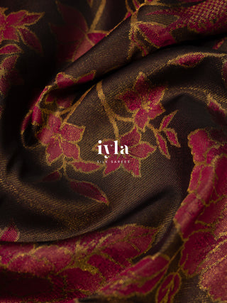 The Carnation Bloom Kanjeevaram in Cocoa Brown
