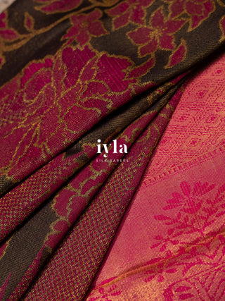 The Carnation Bloom Kanjeevaram in Cocoa Brown