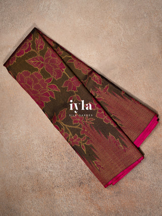The Carnation Bloom Kanjeevaram in Cocoa Brown