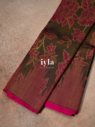 The Carnation Bloom Kanjeevaram in Cocoa Brown