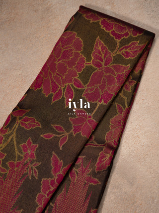The Carnation Bloom Kanjeevaram in Cocoa Brown