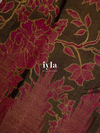 The Carnation Bloom Kanjeevaram in Cocoa Brown
