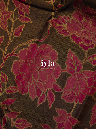 The Carnation Bloom Kanjeevaram in Cocoa Brown