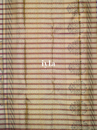 The Kalamkari Vine Theory Kanjeevaram in Cream White