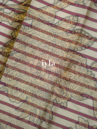 The Kalamkari Vine Theory Kanjeevaram in Cream White