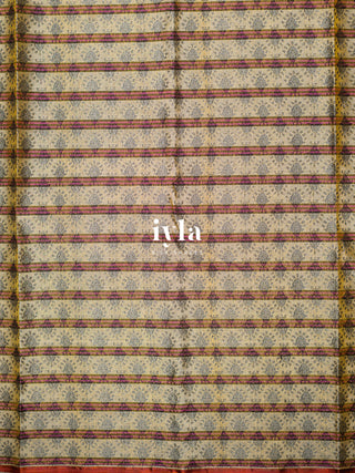 The Kalamkari Vine Theory Kanjeevaram in Cream White