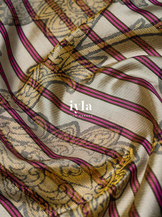 The Kalamkari Vine Theory Kanjeevaram in Cream White