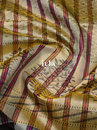 The Kalamkari Vine Theory Kanjeevaram in Cream White