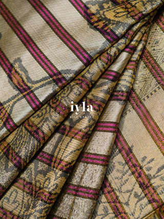 The Kalamkari Vine Theory Kanjeevaram in Cream White