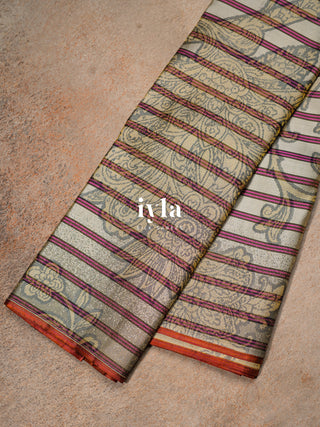 The Kalamkari Vine Theory Kanjeevaram in Cream White