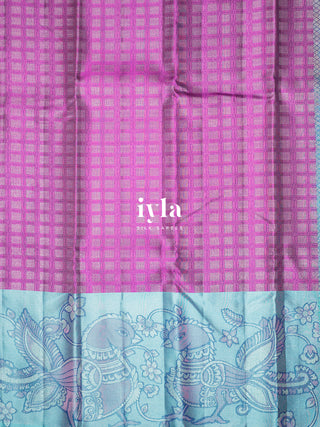 The Indian Kalamkari Peacock Kanjeevaram in True Purple