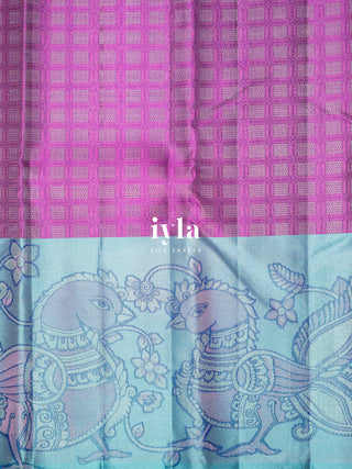 The Indian Kalamkari Peacock Kanjeevaram in True Purple