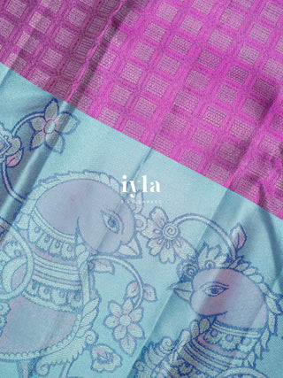 The Indian Kalamkari Peacock Kanjeevaram in True Purple