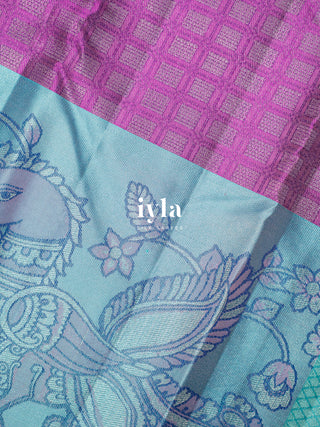 The Indian Kalamkari Peacock Kanjeevaram in True Purple