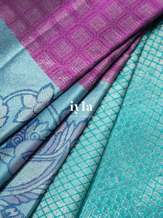The Indian Kalamkari Peacock Kanjeevaram in True Purple