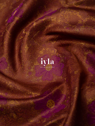 The Periwinkle Kanjeevaram in Deep Chestnut Brown