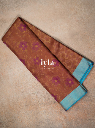 The Periwinkle Kanjeevaram in Deep Chestnut Brown