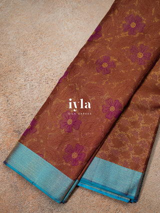 The Periwinkle Kanjeevaram in Deep Chestnut Brown