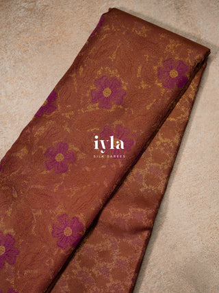 The Periwinkle Kanjeevaram in Deep Chestnut Brown