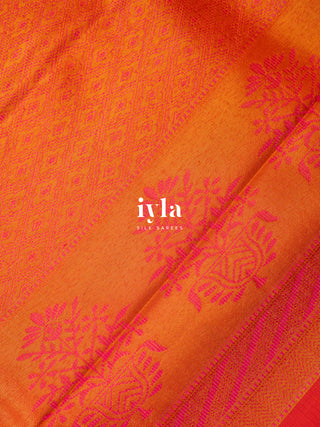 The Kalamkari Floral Themed Kanjeevaram in Bright Purple