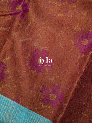 The Periwinkle Kanjeevaram in Deep Chestnut Brown