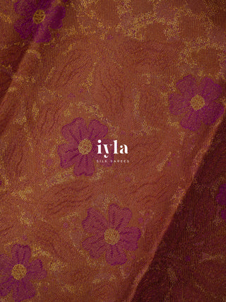 The Periwinkle Kanjeevaram in Deep Chestnut Brown