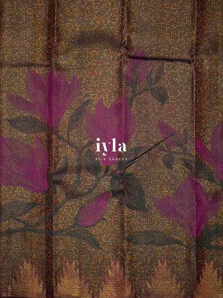 The Trumpet Lily Kanjeevaram in Purple Brown