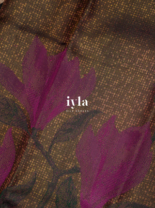 The Trumpet Lily Kanjeevaram in Purple Brown