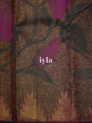 The Trumpet Lily Kanjeevaram in Purple Brown