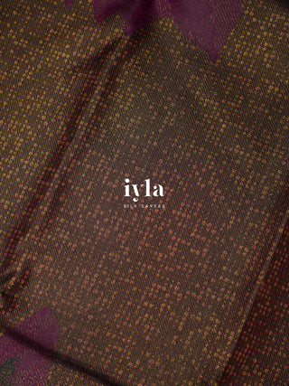 The Trumpet Lily Kanjeevaram in Purple Brown