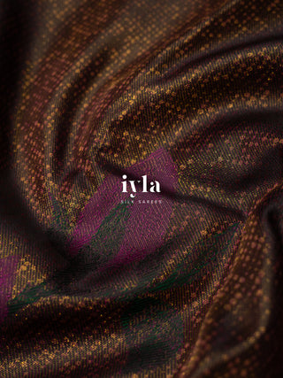 The Trumpet Lily Kanjeevaram in Purple Brown