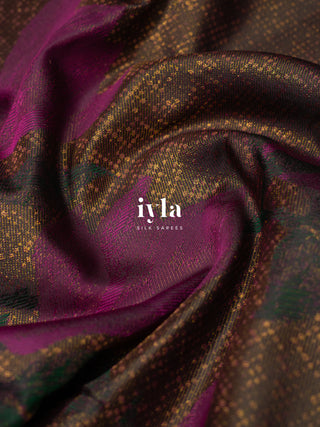 The Trumpet Lily Kanjeevaram in Purple Brown