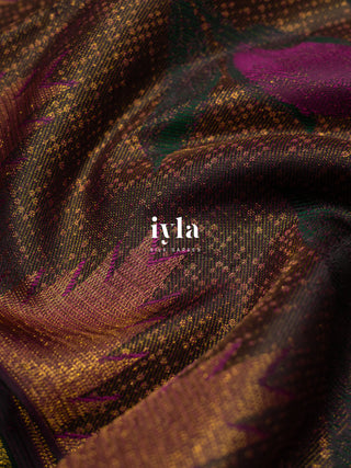 The Trumpet Lily Kanjeevaram in Purple Brown