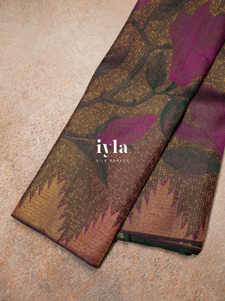 The Trumpet Lily Kanjeevaram in Purple Brown