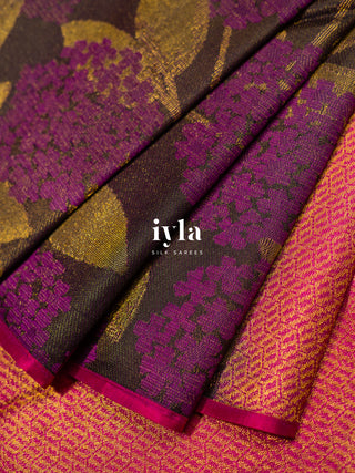 The Hydrangea Kanjeevaram in Deep Walnut Brown